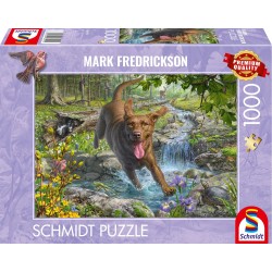 Schmidt Puzzle - Mark Fredrickson, Frühlingsspaziergang mit Labrador Retriever (1000)