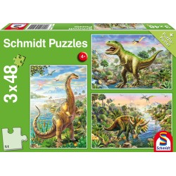 Schmidt Puzzle - Abenteuer mit den Dinosauriern (3x48)