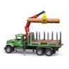 bruder - MACK Granite Holztransport-LKW mit Ladekran, Greifer und 3 Baumstämmen