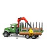 bruder - MACK Granite Holztransport-LKW mit Ladekran, Greifer und 3 Baumstämmen