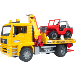 bruder 1:16 - MAN TGA Abschlepp- LKW mit Geländewagen