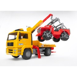 bruder 1:16 - MAN TGA Abschlepp- LKW mit Geländewagen