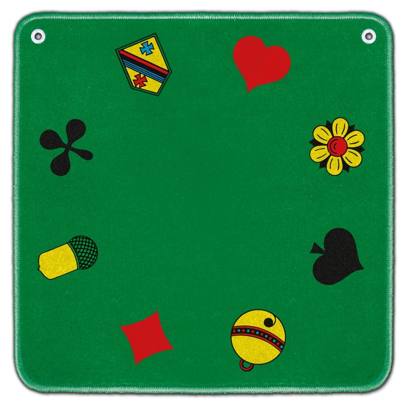 Jassteppich grün mit D/F Motiven