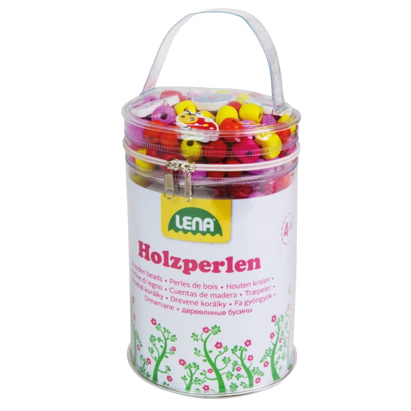 LENA - Holzperlen Tasche, pink